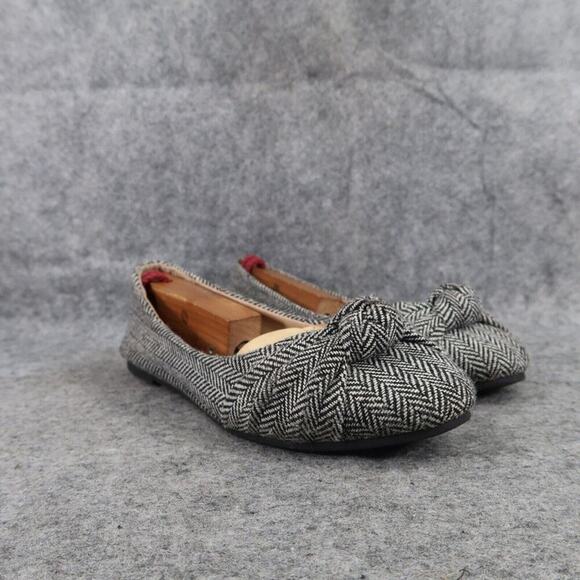 Charles Albert Shoes Womens 6 Ballet Flats Knot Toe Fashion Classic Chevron Gray - Picture 1 of 13